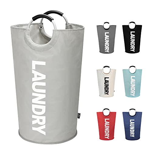 DOKEHOM 95L Large Laundry Basket Bag, Collapsible Tall Hamper, Grey - color: Light Grey, size: 95L
