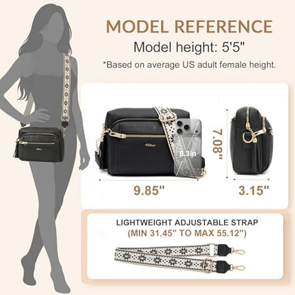 Vegan Leather Crossbody Bags for Women Anti theft Purses and Handbag - color: Black