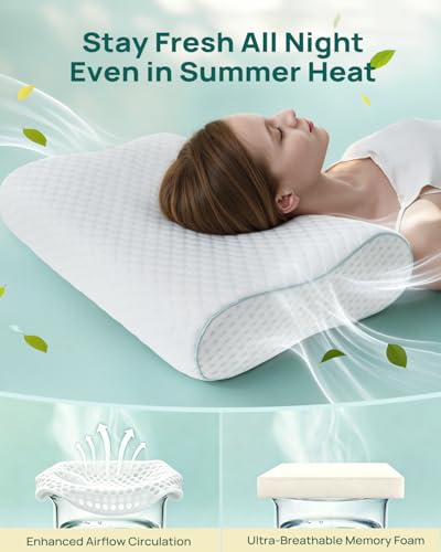 Releep Cervical Neck Pillow, Side Sleeper Pillow for Neck Pain Relief, Adjustable Contour Pillow for Sleeping, Ergonomic Memory Foam Pillow, Orthopedic Cooling Pillow Back Stomach Sleeping, Queen Soft - size: Queen Size: 23.6"L x 13.8"W Soft