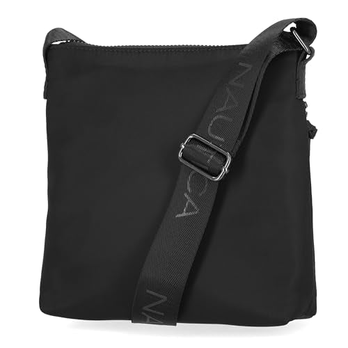 Nautica Diver Nylon Small Women's Crossbody Bag Purse with Adjustable Shoulder Strap - color: Zipper Up Black