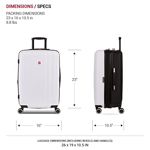 SwissGear 8028 Hardside Expandable Spinner Luggage, Black/White, Checked-Large 28-Inch - color: Black/White, size: Checked-Large 28-Inch