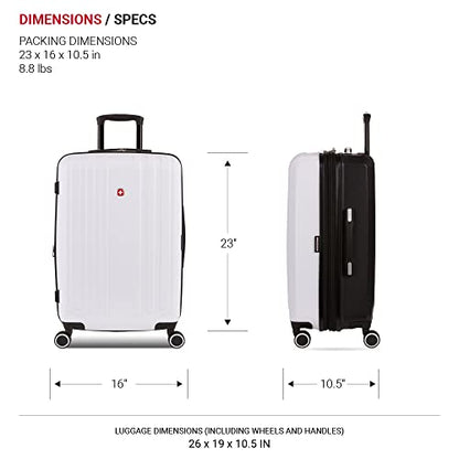 SwissGear 8028 Hardside Expandable Spinner Luggage, Black/White, Checked-Large 28-Inch - color: Black/White, size: Checked-Large 28-Inch