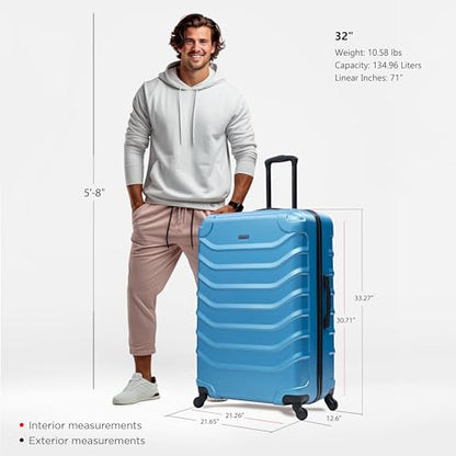 InUSA ENDURANCE Luggage with Spinner Wheels | Durable Lightweight Hardside Suitcase, Travel Bag with Handle and Trolley, 32-Inch Extra-Large Checked Luggage | Teal - color: Teal, size: 32-Inch