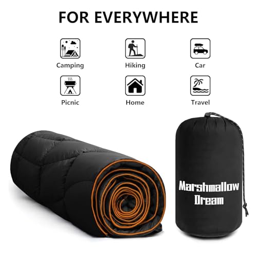 Camping Blanket Puffy Camp Blanket Large Outdoor Blanket - color: Black, size: 52"x75"