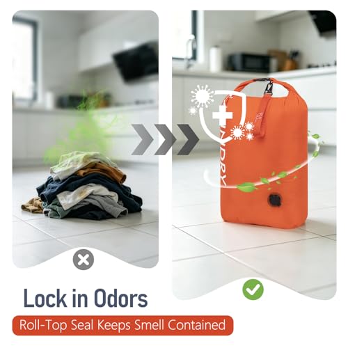 WiseBoy 2 Pack Travel Laundry Bag, Compression Storage for Dirty Clothes - color: Navy & Orange