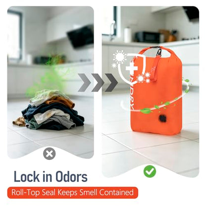 WiseBoy 2 Pack Travel Laundry Bag, Compression Storage for Dirty Clothes - color: Navy & Orange