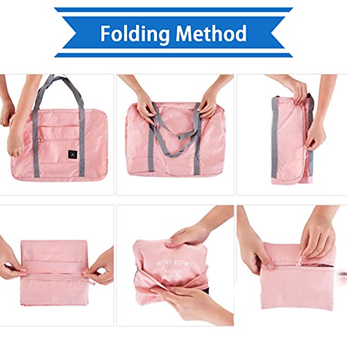 Travel Bag 12 Packes Carry on Luggage Foldable Duffel Bag Sports Gym Bag Weekender Overnight Bag Water Resistant Nylon Travel Duffel for Men Women (Red 12PCS) - color: Red 12