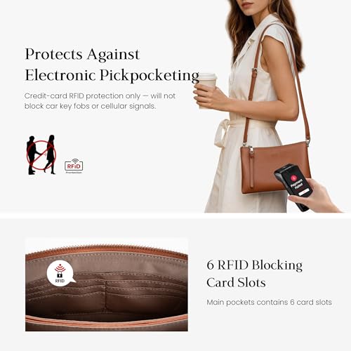 befen Genuine Leather Crossbody Bags for Women, Small RFID Leather Purses - color: Cognac Brown