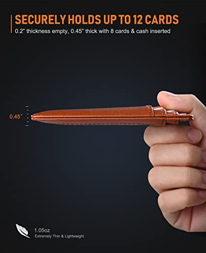 Buffway Slim Minimalist Front Pocket RFID Blocking Leather Wallets for Men and Women - Alaska Brown - color: Alaska Brown
