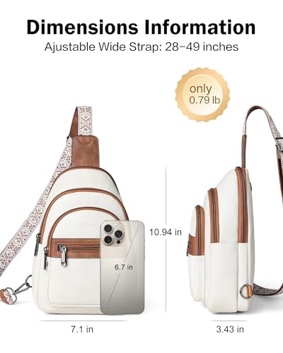 FADEON Sling Bag for Women, Designer Small Crossbody Bags, Adjustable Strap - color: Beige Brown