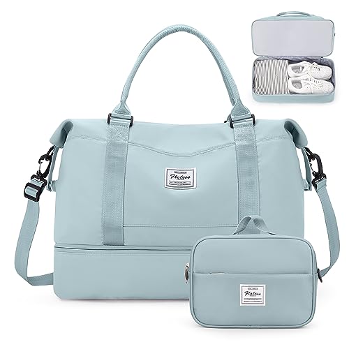 Weekender Bags for Women, Carry-On Overnight Travel Duffel Bag - color: Light Blue, size: Extra Large