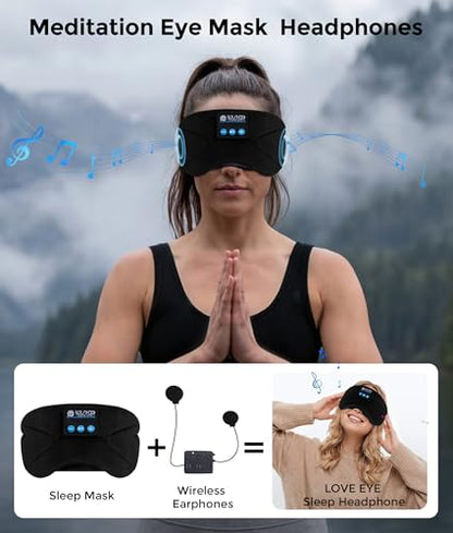 LOVE EYE Sleeping Eye Mask with Bluetooth 5.4 Headphones for Side Sleepers - color: Black