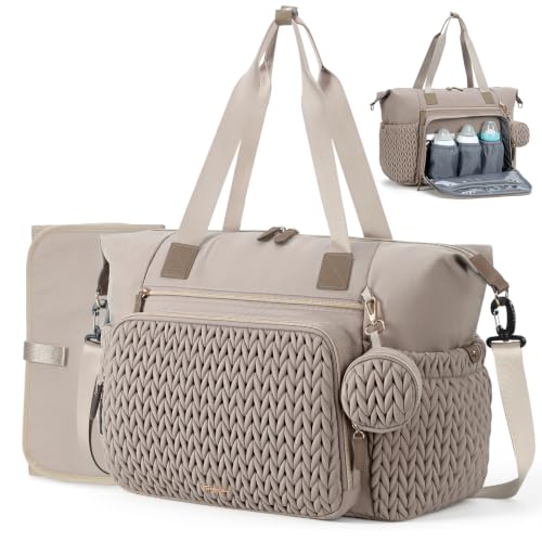 Diaper Bag Tote, Large Baby Hospital Bag for Labor Delivery Mom - color: Taupe