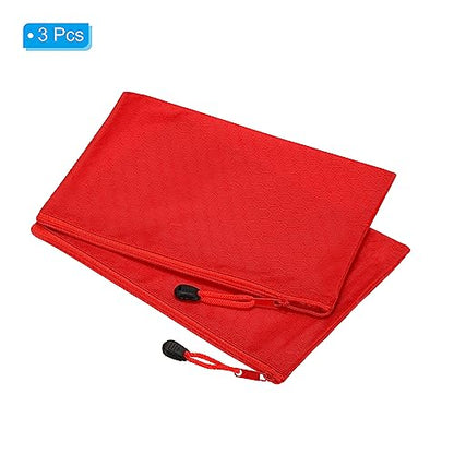 PATIKIL Waterproof Zipper File Bags, 3 Pack A5 Document Holders, Red - color: Red, size: A5