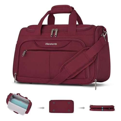 Hanke Small Underseat Carry On Luggage Bags for Travel with 10 Pockets. - color: Burgundy, size: Underseat Carry-On