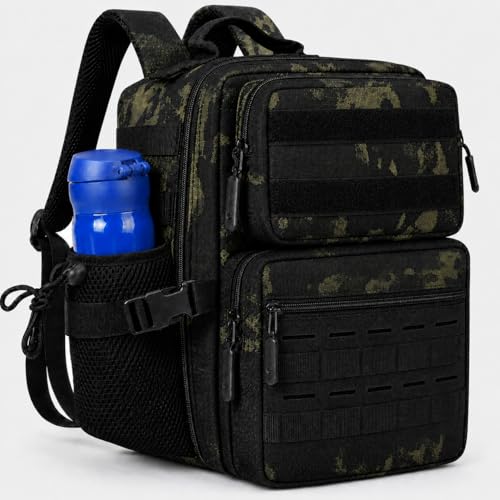 9L Mini Tactical Backpack for Men and Women, Gym Hiking Travel Daypack - color: Black Camo