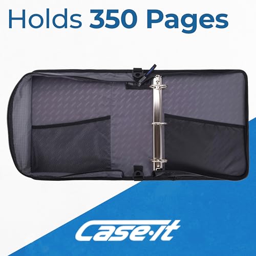 Case-it School Zipper Binder | 2" O-Rings | 350-Sheet | LT-007 Jet Black - color: A Jet Black, size: 1 Pack