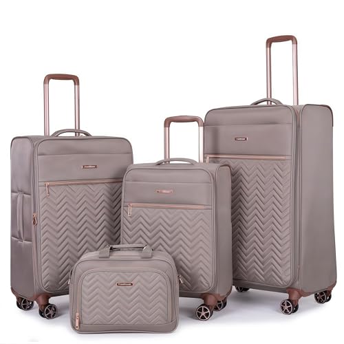 Travelhouse 4-Piece Softside Luggage Set with Spinner Wheels - color: Khaki, size: 4 piece