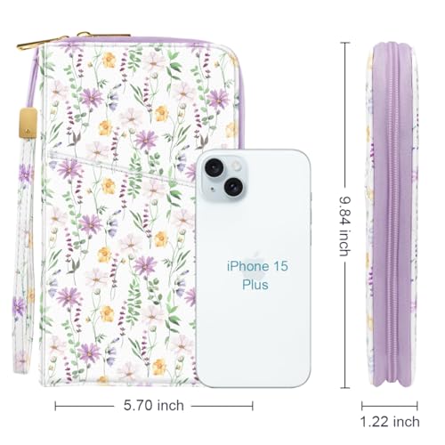 Family Passport Holder Wallet RFID Blocking Document Organizer - color: White Daisy