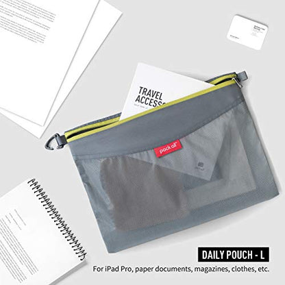 pack all Water-Resistant Zipper Pouch, Mesh Zipper Bag, 14.17"x10.23" - color: Grey, size: Large