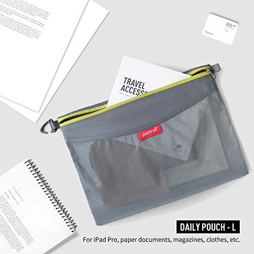 pack all 3 Pcs Water-Resistant Zipper Pouch, Mesh Zipper Bag - color: Grey, size: Set