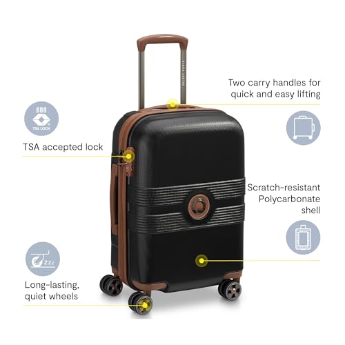 DELSEY PARIS Flanerie SE - 2-Piece Set Luggage & Backpack - 360° Dual Spinner Wheels - TSA Lock - Laptop Backpack 14" - Hardside Carry-On + Polyester Backpack, Black - color: Black, style: Backpack + Carry-on
