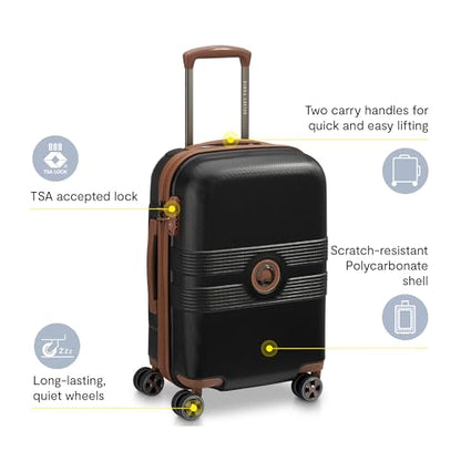 DELSEY PARIS Flanerie SE - 2-Piece Set Luggage & Backpack - 360° Dual Spinner Wheels - TSA Lock - Laptop Backpack 14" - Hardside Carry-On + Polyester Backpack, Black - color: Black, style: Backpack + Carry-on