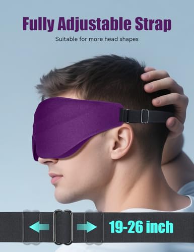 Sleep Eye Mask for Men Women, EVA BELLE Light Blocking Sleeping Mask for Side Sleeper, 3D Contoured Cup Night Blindfold, Lash Extensions 3D Sleeping Mask with Adjustable Strap for Travel, Night & Nap - color: 02-purple