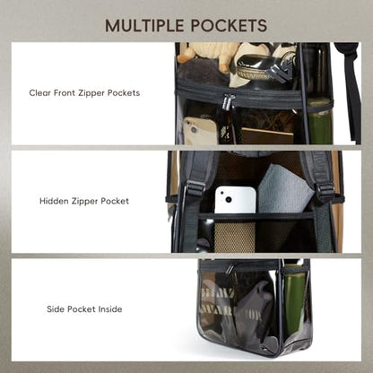 Transparent Backpack Tinted Clear with 15 inch Laptop Bag - size: 15 Inch - Work