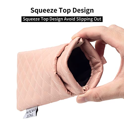 Face Shadow Double Glasses Case Soft Eyeglass Case For Women Men - color: Pu Pink