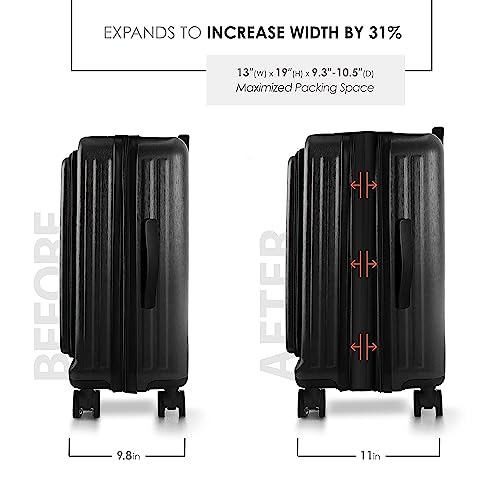 TRAVELARIM 20 Inch Carry On Luggage 22x14x9 Airline Approved Suitcase - color: Black, size: Carry-on 20 Inch