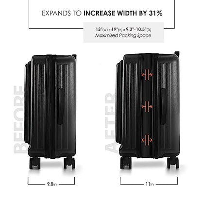 TRAVELARIM 20 Inch Carry On Luggage 22x14x9 Airline Approved Suitcase - color: Black, size: Carry-on 20 Inch
