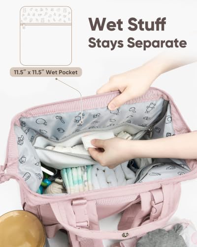 BELALIFE Backpack Diaper Bag with Changing Pad, Baby Care Organizer - color: Pink