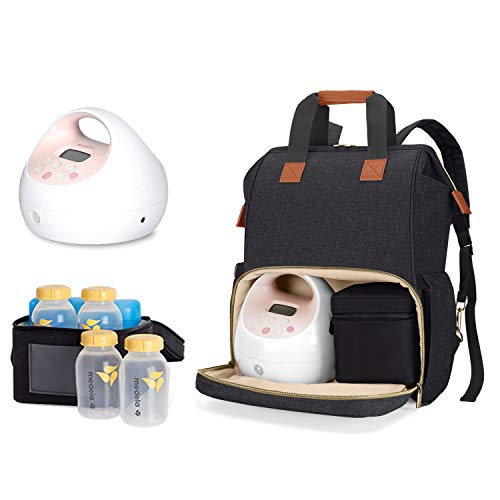 Teamoy Breast Pump Bag Compatible with Spectra S1,S2, Medela and Cooler Bag, Convertible Breast Pump Tote and Backpack with Laptop Sleeve for Working Moms, Black - color: Black