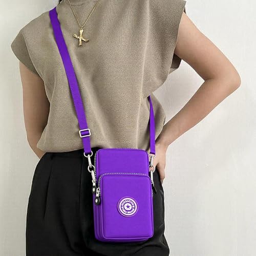 Mini Crossbody Sling Bag, Cell Phone Purse, Travel Pouch Shoulder Bag with Adjustable Strap, Lightweight Organizer Pouch - color: Light Purple