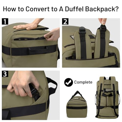 MIER 40L/60L/90L Water Resistant Backpack Duffel, Heavy Duty Duffle Bags - color: Dark Green, size: 40l