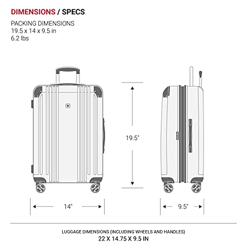 SwissGear 7786 Hardside Expandable Luggage with Spinner Wheels, Black, Carry-On 20-Inch - size: Carry-On 20-Inch