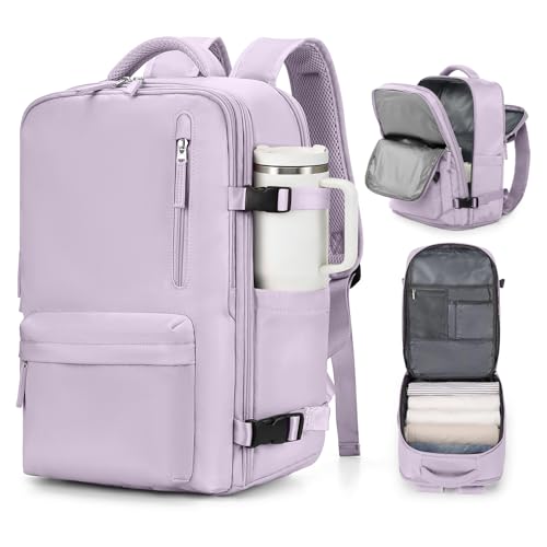 VGCUB 대형 여행 작업 비즈니스 백팩 기내용 승인 노트북 백팩 여성용 남성용 Mochila de Viaje, 퍼플., 대형, 라지 - color: 퍼플., size: 2-대형