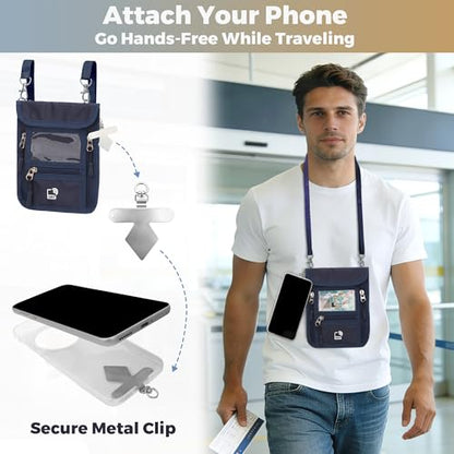 PACMAXI Passport Holder for Travel, RFID Neck Wallet Secure Neck Pouch