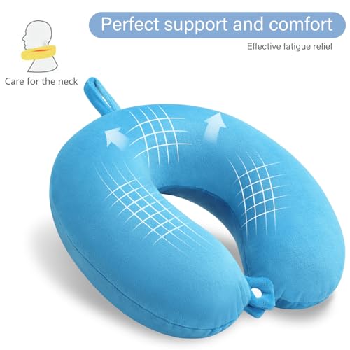 Travel Pillow, Memory Foam Airplane Pillow, Lake Blue - color: Lake Blue