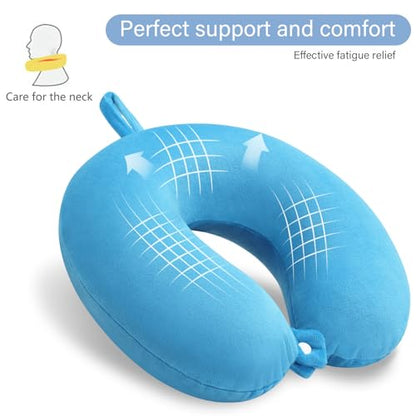 Travel Pillow, Memory Foam Airplane Pillow, Lake Blue - color: Lake Blue