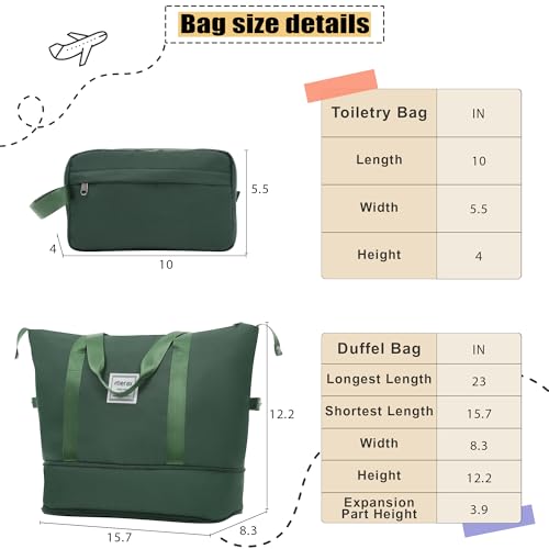 Merax Suitcase Set Softside 3-Piece Expandable Luggage with Travel Bag - color: Dark Green(22/26/30/Bags)