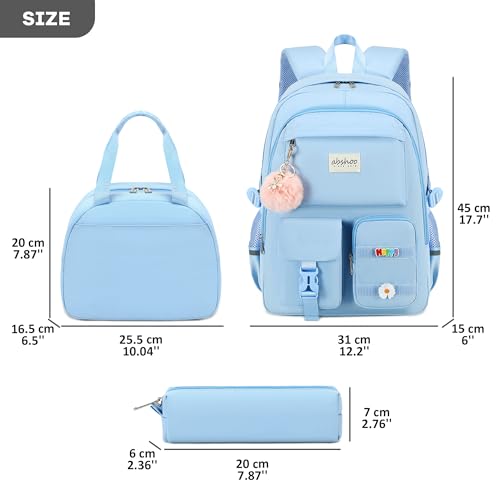 abshoo School Backpack for Girls Teen Elementary Middle High School Bookbag - color: Light Blue
