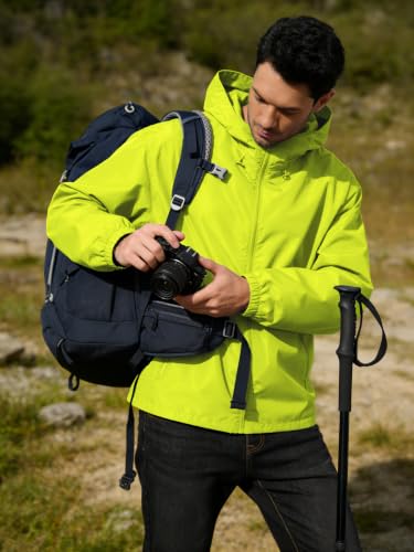 UIQUR Mens Raincoat Waterproof Rain Jacket - color: Fluorescent Green, size: XX-Large