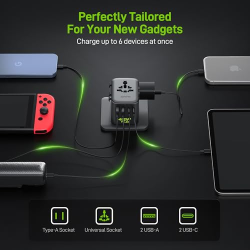 Epicka Pulse Duo 45W Universal Travel Adapter PD/QC 3.0, 2AC/2USB-C/2USB-A - style: Pulse Duo 45W Black