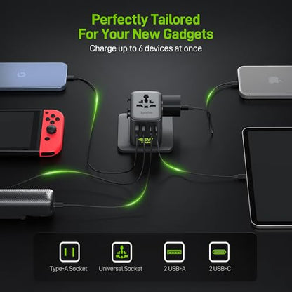 Epicka Pulse Duo 45W Universal Travel Adapter PD/QC 3.0, 2AC/2USB-C/2USB-A - style: Pulse Duo 45W Black