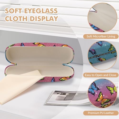 Glasses Case Hard Shell,Portable Protective Eyeglasses Case, Eyeglass Holder Box with Cleaning Cloth,for Women Men - color: Butterfly 1