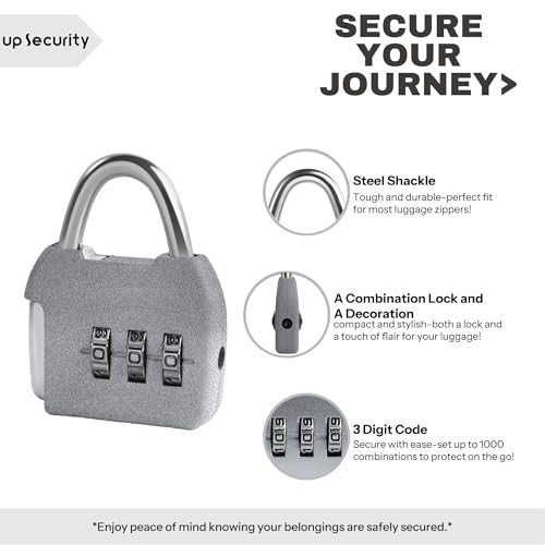 Small Luggage Locks, 3 Digit Combination Lock, Travel Safe Padlock with Code, Combo Small Lock for Suitcase, Tool Box, Backpack Zipper, Diary, Mini Locker (Silver+Silver, 2-Pack) - color: Silver+Silver
