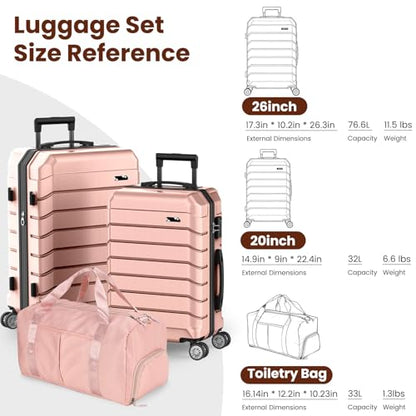 Luggage Sets 3 Piece Lightweight Hardshell Suitcase（Rose Gold - color: RPSE GOK