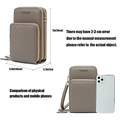 myfriday Small Cell Phone Crossbody Bag, Multi-pocket & 6 Card Slots - color: C-grey